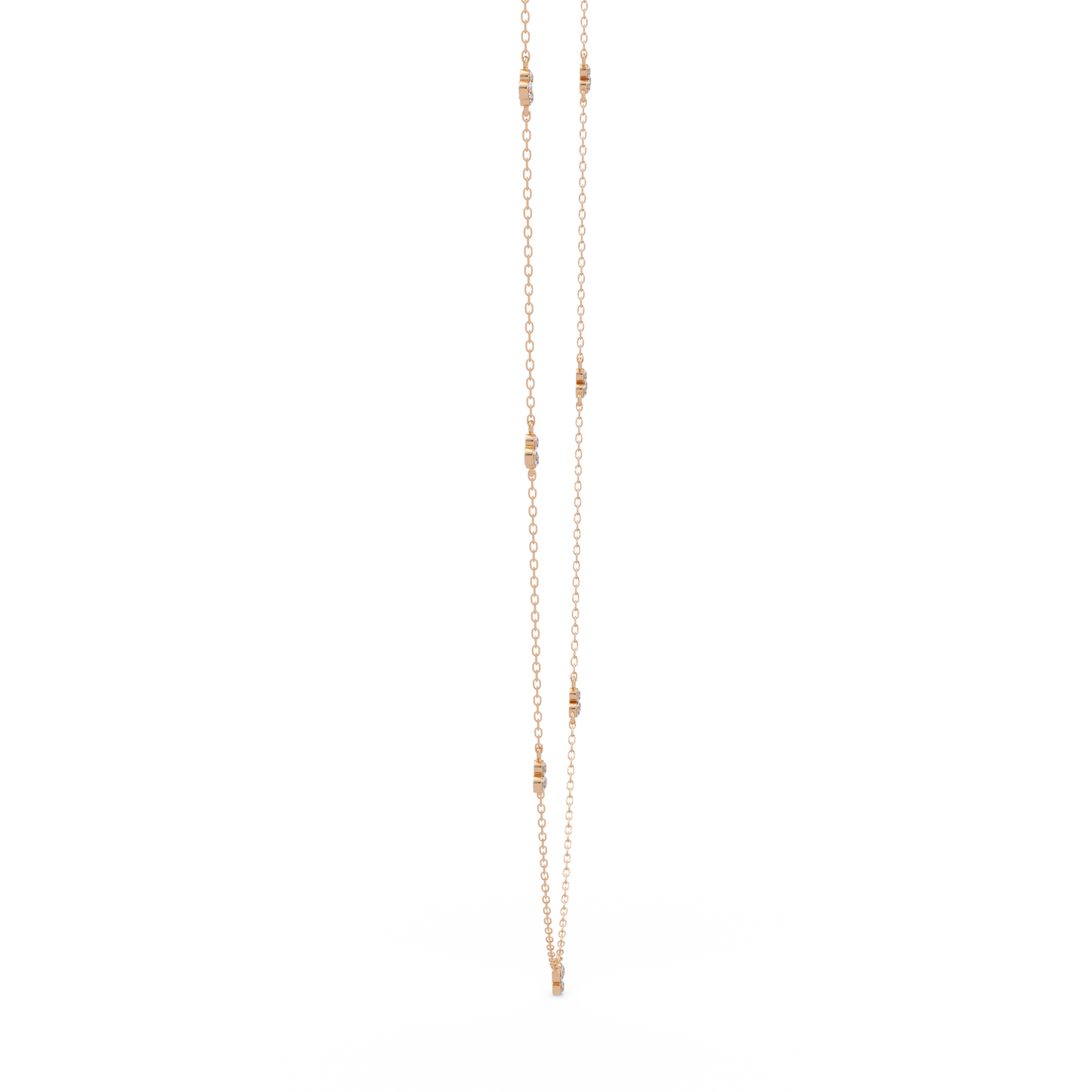 Round Lab-Grown Diamond Cluster Station Necklace in Yellow Gold - HIGHCARAT DIAMONDS