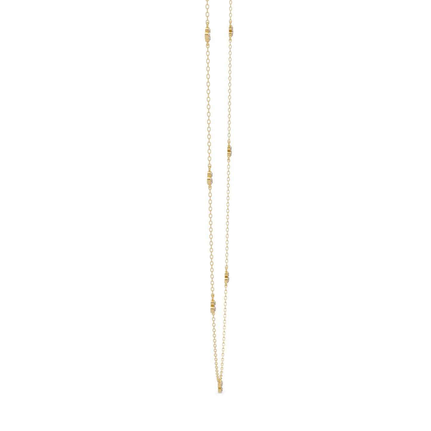 Round Lab-Grown Diamond Cluster Station Necklace in Yellow Gold - HIGHCARAT DIAMONDS