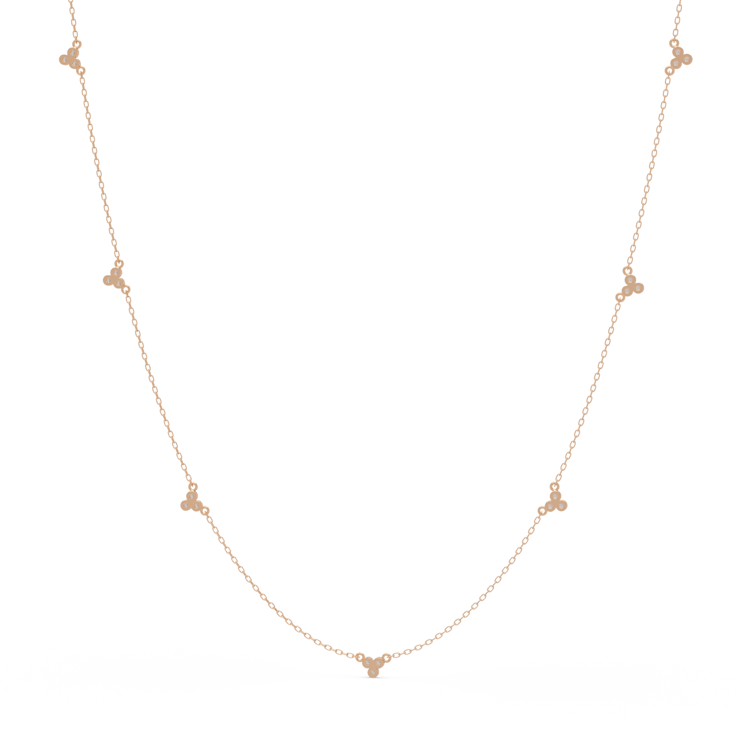 Round Lab-Grown Diamond Cluster Station Necklace in Yellow Gold - HIGHCARAT DIAMONDS