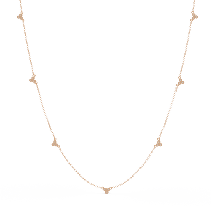 Round Lab-Grown Diamond Cluster Station Necklace in Yellow Gold - HIGHCARAT DIAMONDS