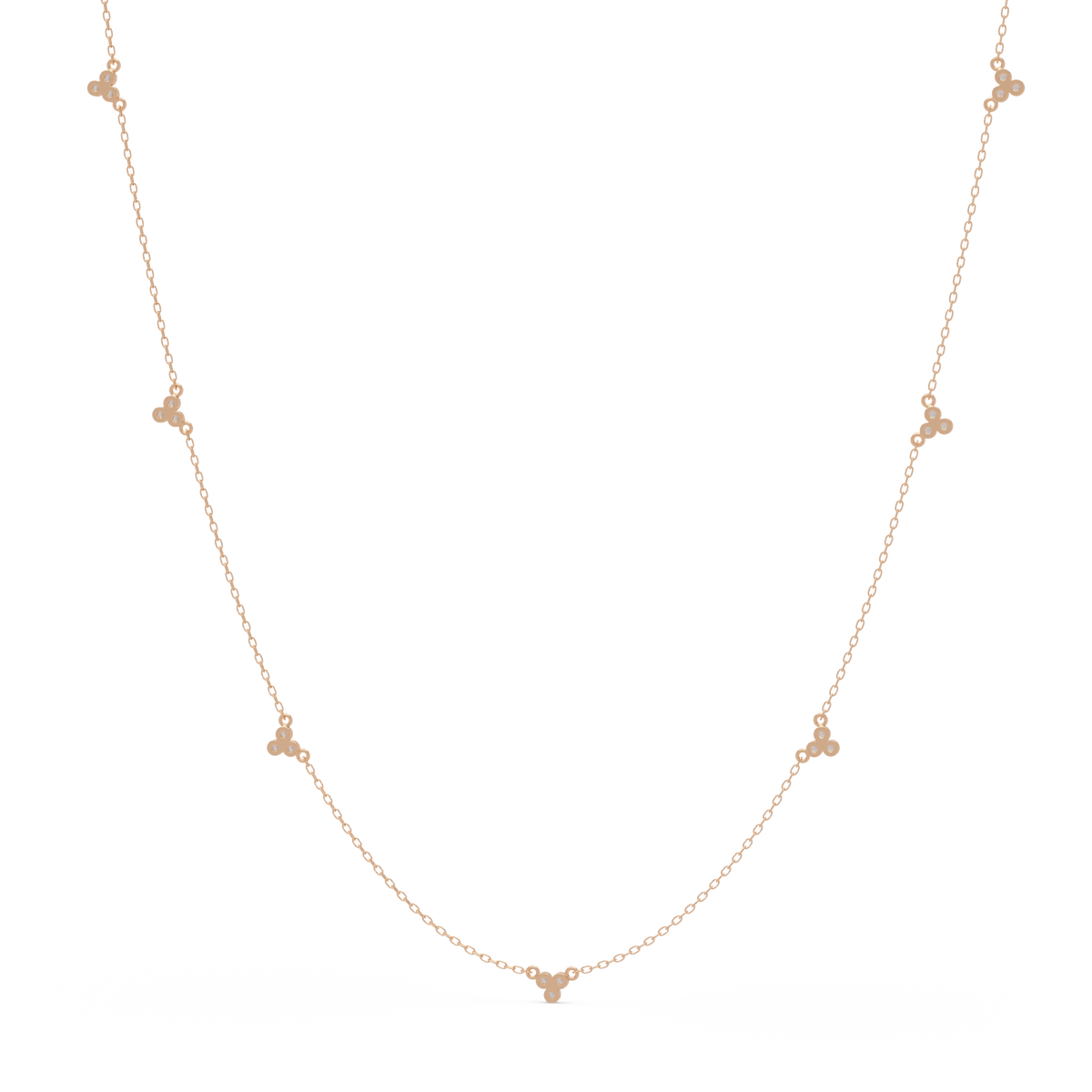 Round Lab-Grown Diamond Cluster Station Necklace in Yellow Gold - HIGHCARAT DIAMONDS