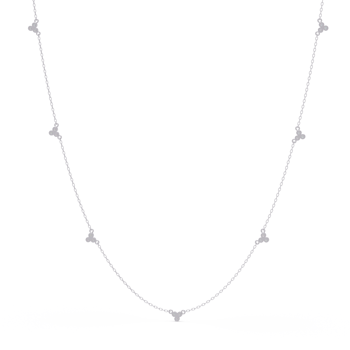 Round Lab-Grown Diamond Cluster Station Necklace in Yellow Gold - HIGHCARAT DIAMONDS