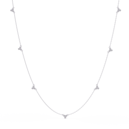 Round Lab-Grown Diamond Cluster Station Necklace in Yellow Gold - HIGHCARAT DIAMONDS