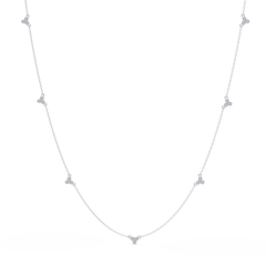 Round Lab-Grown Diamond Cluster Station Necklace in Yellow Gold - HIGHCARAT DIAMONDS