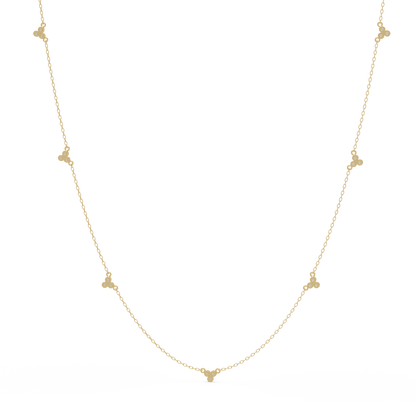 Round Lab-Grown Diamond Cluster Station Necklace in Yellow Gold - HIGHCARAT DIAMONDS
