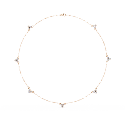 Round Lab-Grown Diamond Cluster Station Necklace in Yellow Gold - HIGHCARAT DIAMONDS