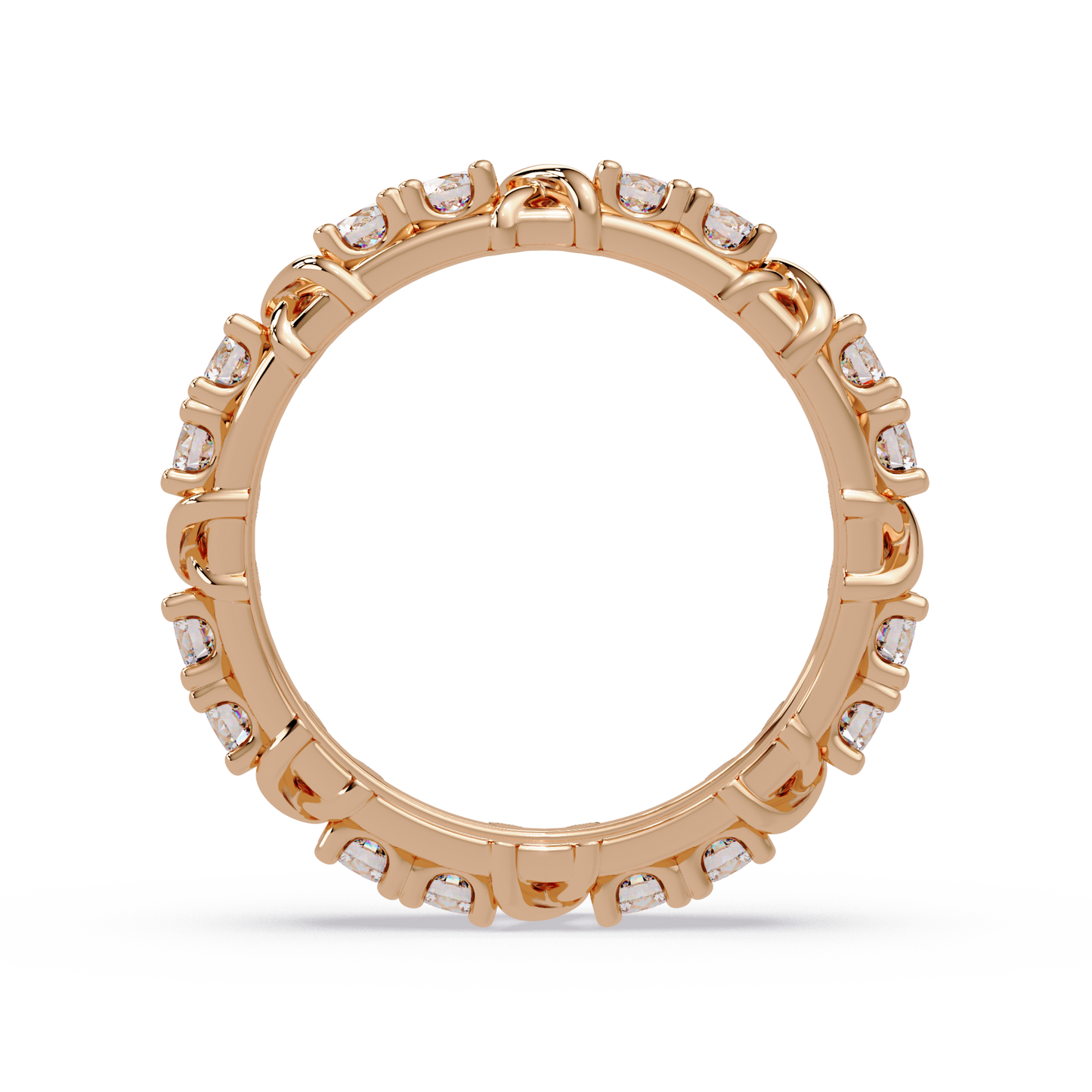 Round Lab Grown Diamond Criss Cross Link Band Ring - HIGHCARAT DIAMONDS