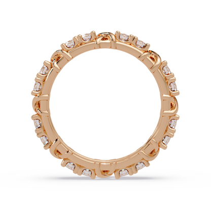 Round Lab Grown Diamond Criss Cross Link Band Ring - HIGHCARAT DIAMONDS