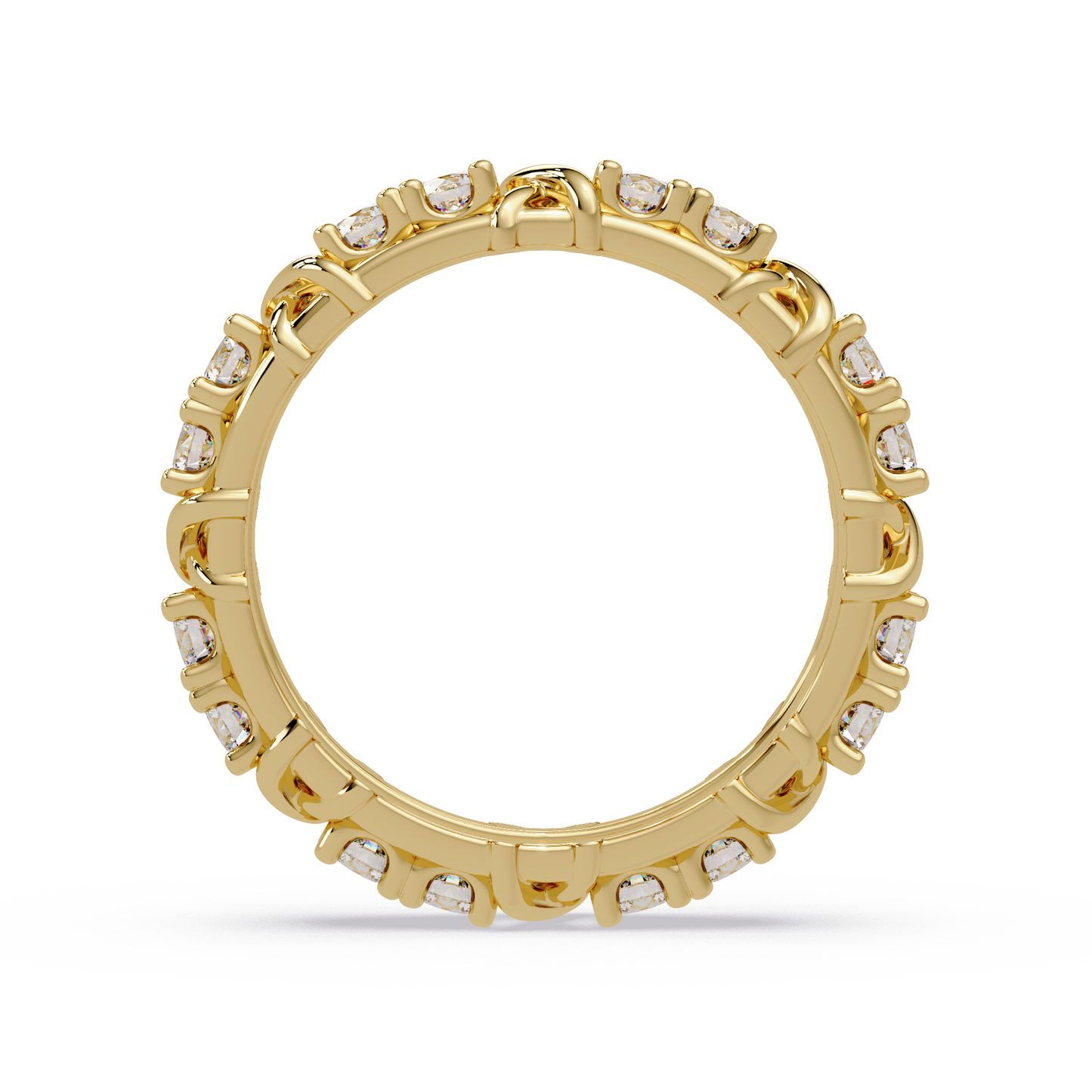 Round Lab Grown Diamond Criss Cross Link Band Ring - HIGHCARAT DIAMONDS