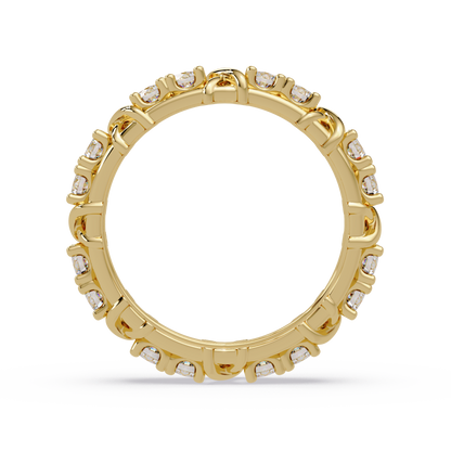 Round Lab Grown Diamond Criss Cross Link Band Ring - HIGHCARAT DIAMONDS