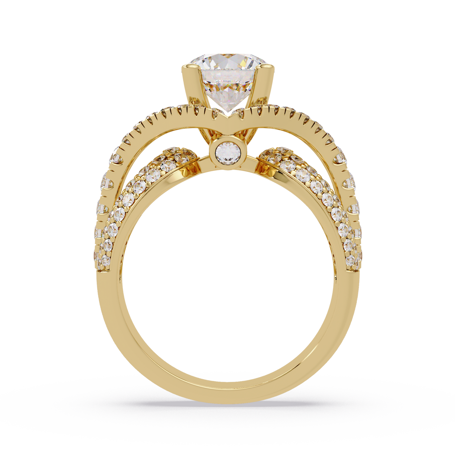 Oval Lab Grown Diamond Criss-Cross Pave Statement Ring - HIGHCARAT DIAMONDS