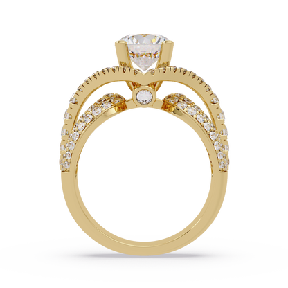 Oval Lab Grown Diamond Criss-Cross Pave Statement Ring - HIGHCARAT DIAMONDS