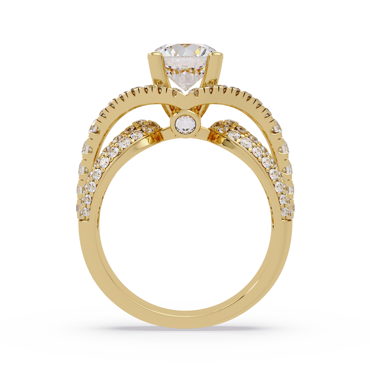 Oval Lab Grown Diamond Criss-Cross Pave Statement Ring - HIGHCARAT DIAMONDS