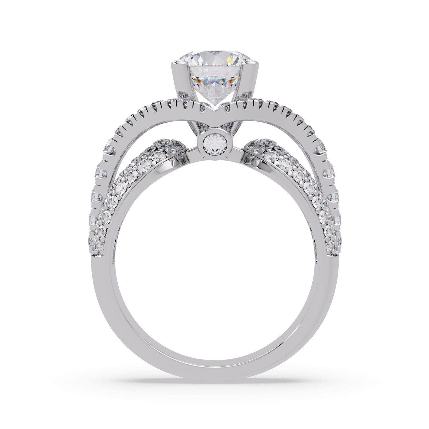 Oval Lab Grown Diamond Criss-Cross Pave Statement Ring - HIGHCARAT DIAMONDS