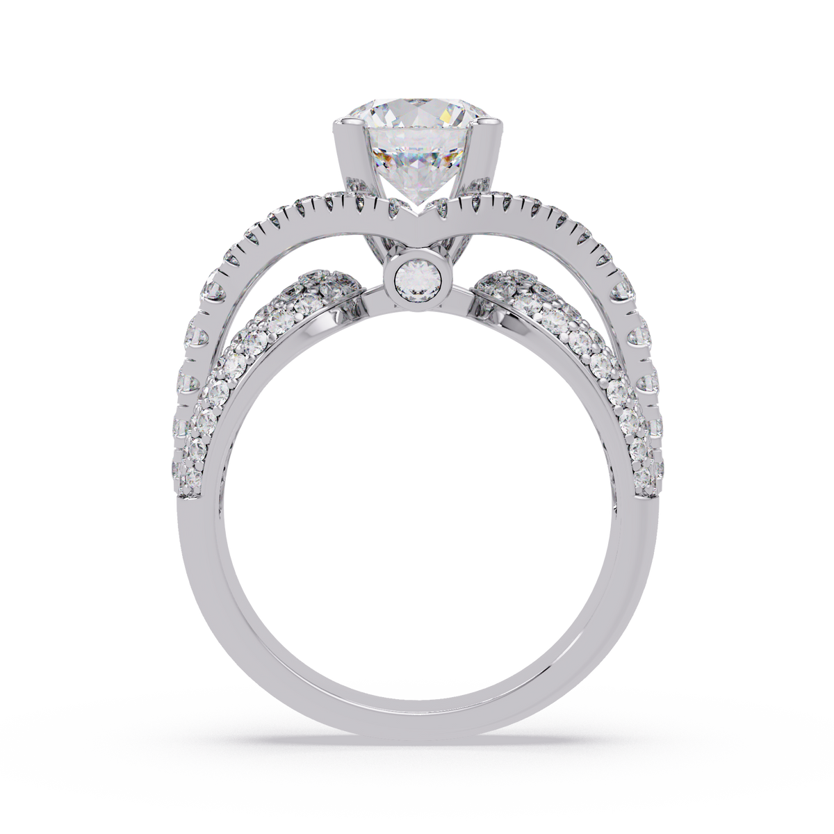 Oval Lab Grown Diamond Criss-Cross Pave Statement Ring - HIGHCARAT DIAMONDS