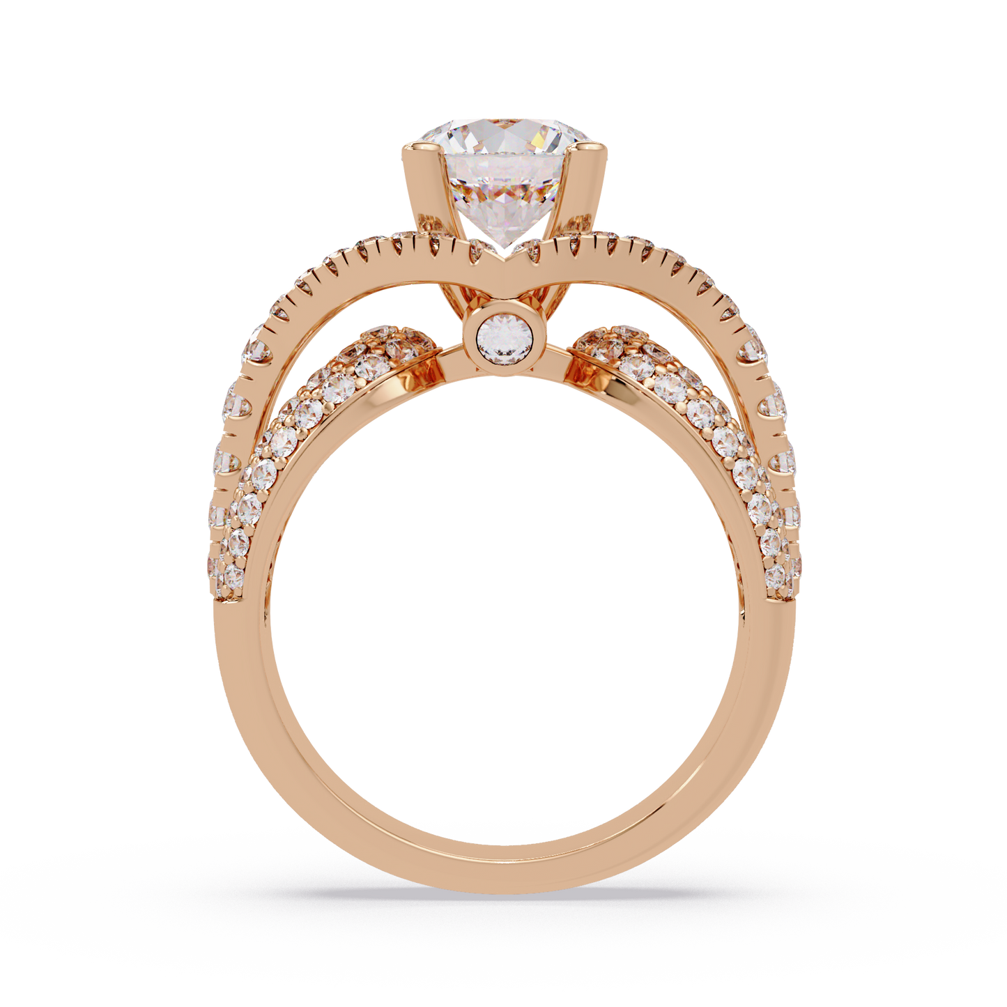 Oval Lab Grown Diamond Criss-Cross Pave Statement Ring - HIGHCARAT DIAMONDS