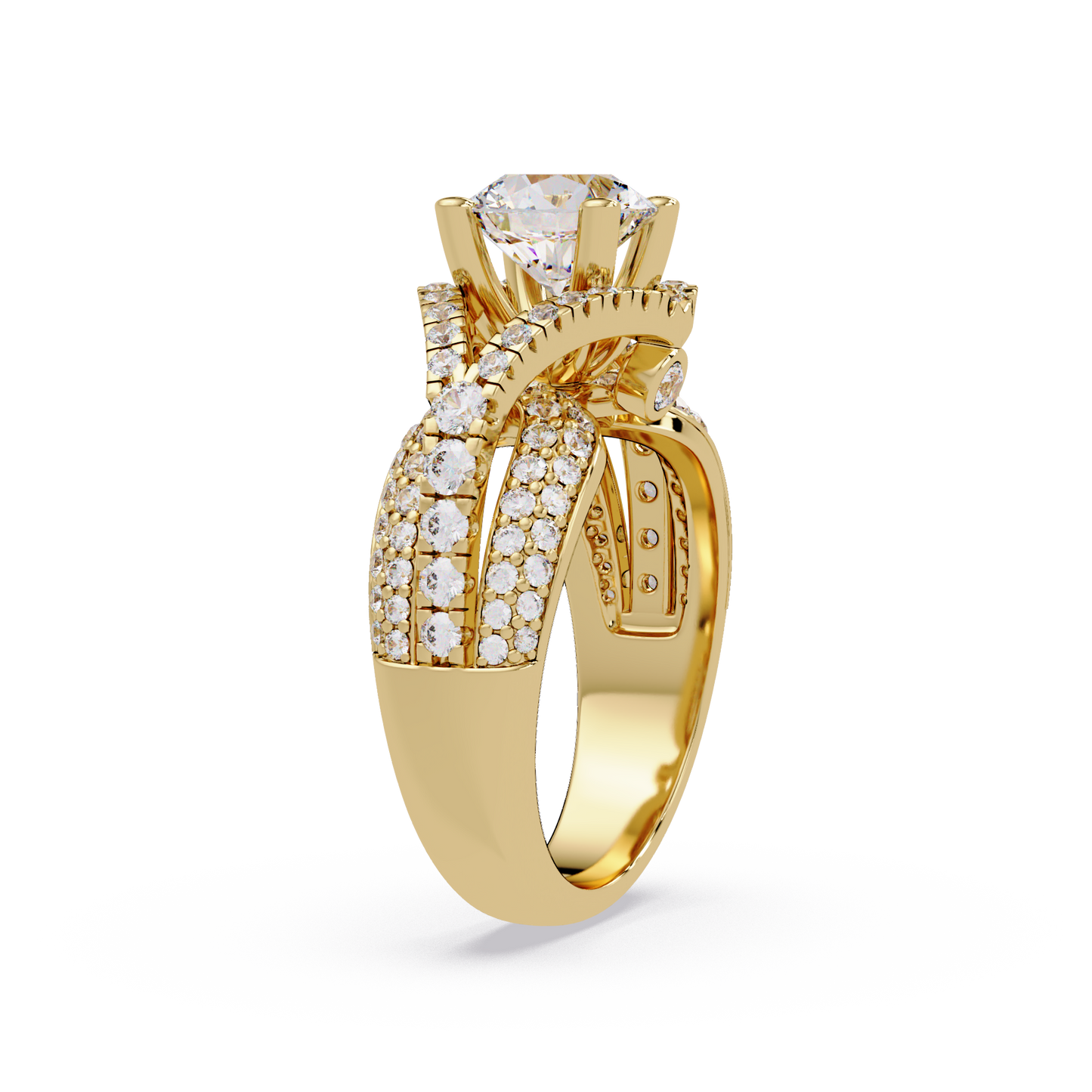 Oval Lab Grown Diamond Criss-Cross Pave Statement Ring - HIGHCARAT DIAMONDS