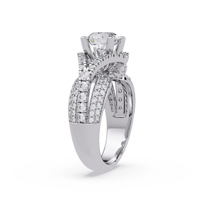 Oval Lab Grown Diamond Criss-Cross Pave Statement Ring - HIGHCARAT DIAMONDS