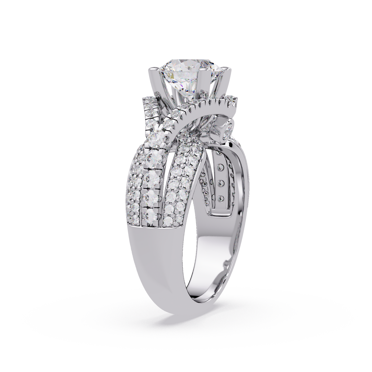 Oval Lab Grown Diamond Criss-Cross Pave Statement Ring - HIGHCARAT DIAMONDS