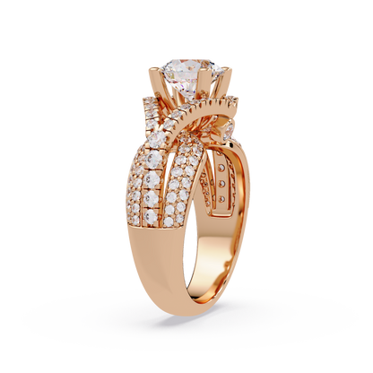 Oval Lab Grown Diamond Criss-Cross Pave Statement Ring - HIGHCARAT DIAMONDS
