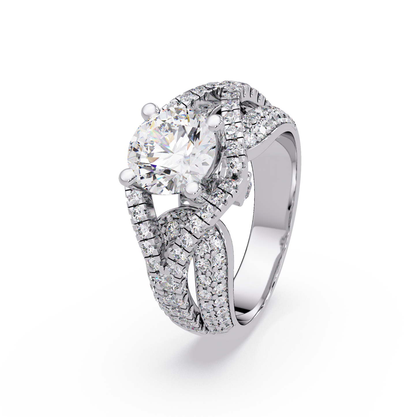 Oval Lab Grown Diamond Criss-Cross Pave Statement Ring - HIGHCARAT DIAMONDS