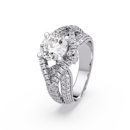 Oval Lab Grown Diamond Criss-Cross Pave Statement Ring - HIGHCARAT DIAMONDS