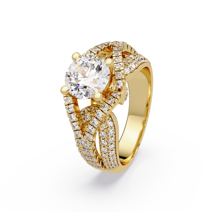 Oval Lab Grown Diamond Criss-Cross Pave Statement Ring - HIGHCARAT DIAMONDS