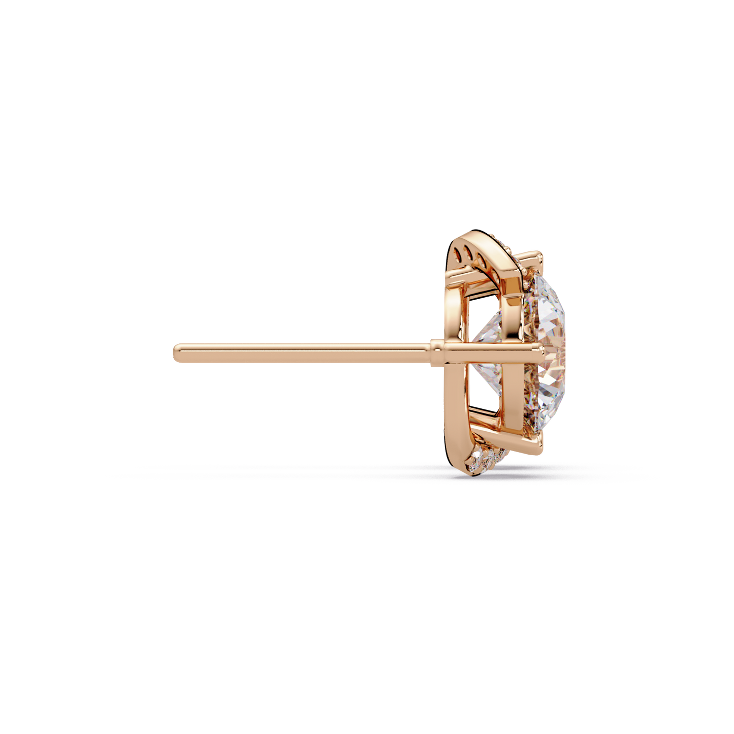 Round Lab Grown Diamond Curved Accent Stud Earrings - HIGHCARAT DIAMONDS