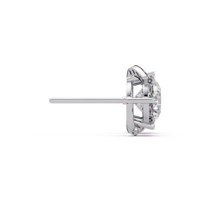 Round Lab Grown Diamond Curved Accent Stud Earrings - HIGHCARAT DIAMONDS