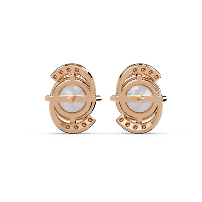 Round Lab Grown Diamond Curved Accent Stud Earrings - HIGHCARAT DIAMONDS