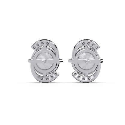Round Lab Grown Diamond Curved Accent Stud Earrings - HIGHCARAT DIAMONDS