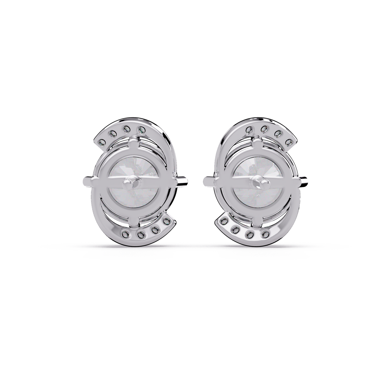 Round Lab Grown Diamond Curved Accent Stud Earrings - HIGHCARAT DIAMONDS