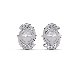Round Lab Grown Diamond Curved Accent Stud Earrings - HIGHCARAT DIAMONDS