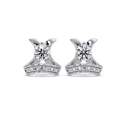 Round Lab Grown Diamond Curved Bar Stud Earrings - HIGHCARAT DIAMONDS