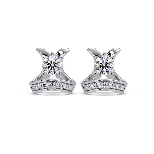 Round Lab Grown Diamond Curved Bar Stud Earrings - HIGHCARAT DIAMONDS