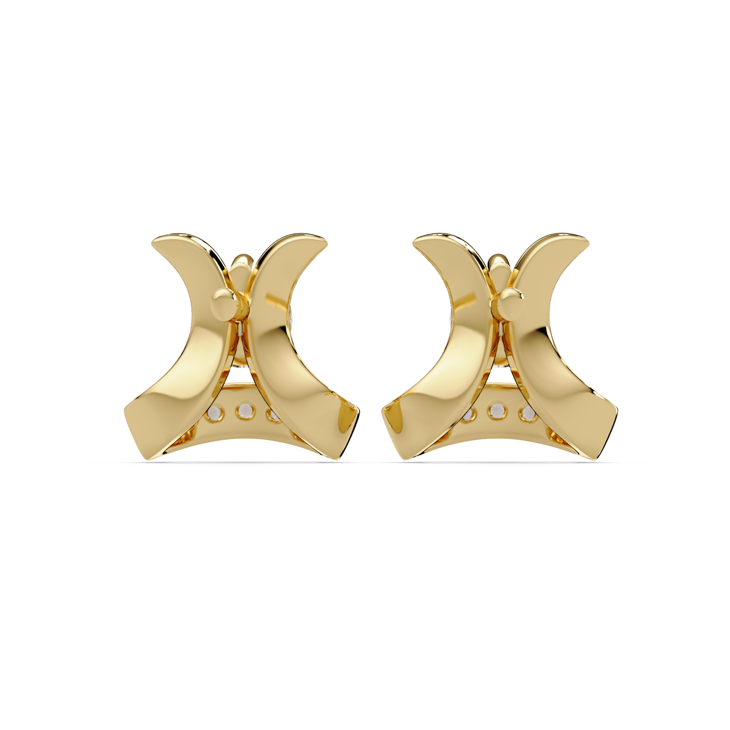 Round Lab Grown Diamond Curved Bar Stud Earrings - HIGHCARAT DIAMONDS