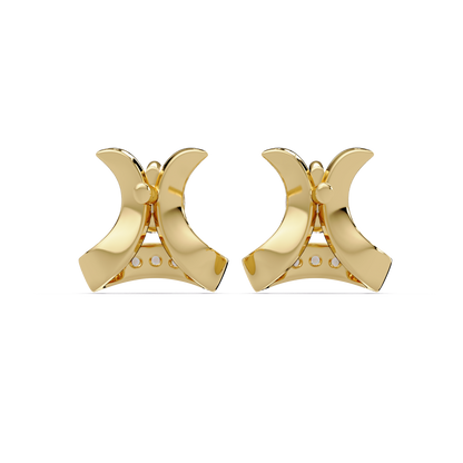 Round Lab Grown Diamond Curved Bar Stud Earrings - HIGHCARAT DIAMONDS