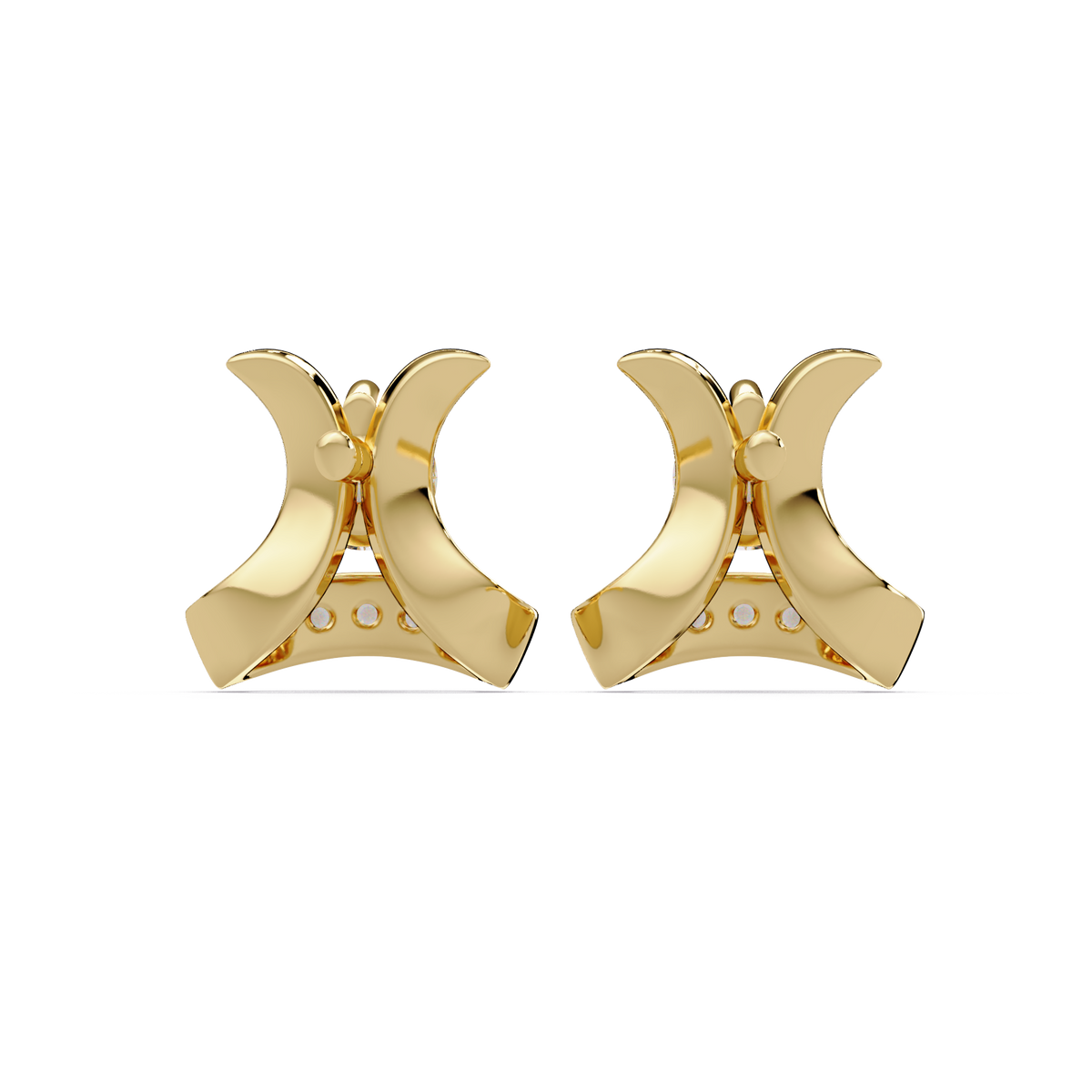 Round Lab Grown Diamond Curved Bar Stud Earrings - HIGHCARAT DIAMONDS