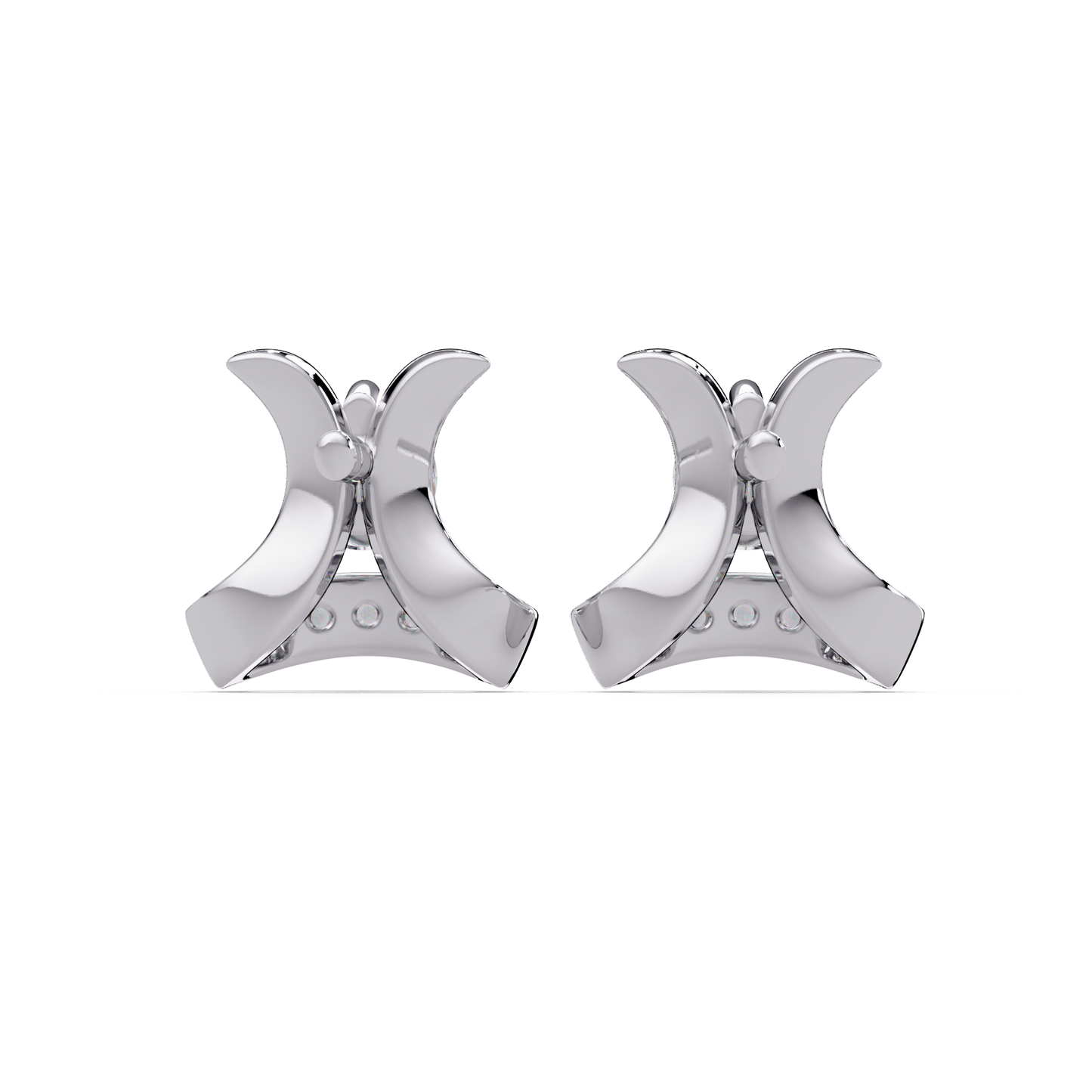 Round Lab Grown Diamond Curved Bar Stud Earrings - HIGHCARAT DIAMONDS