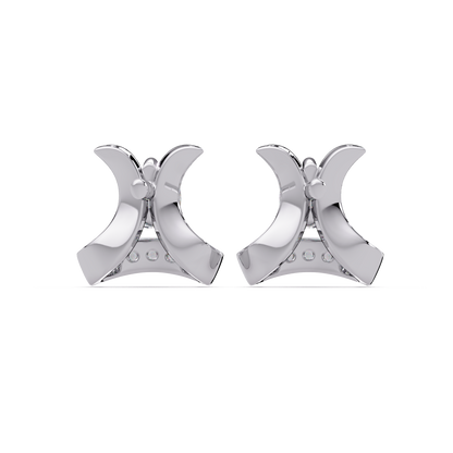 Round Lab Grown Diamond Curved Bar Stud Earrings - HIGHCARAT DIAMONDS