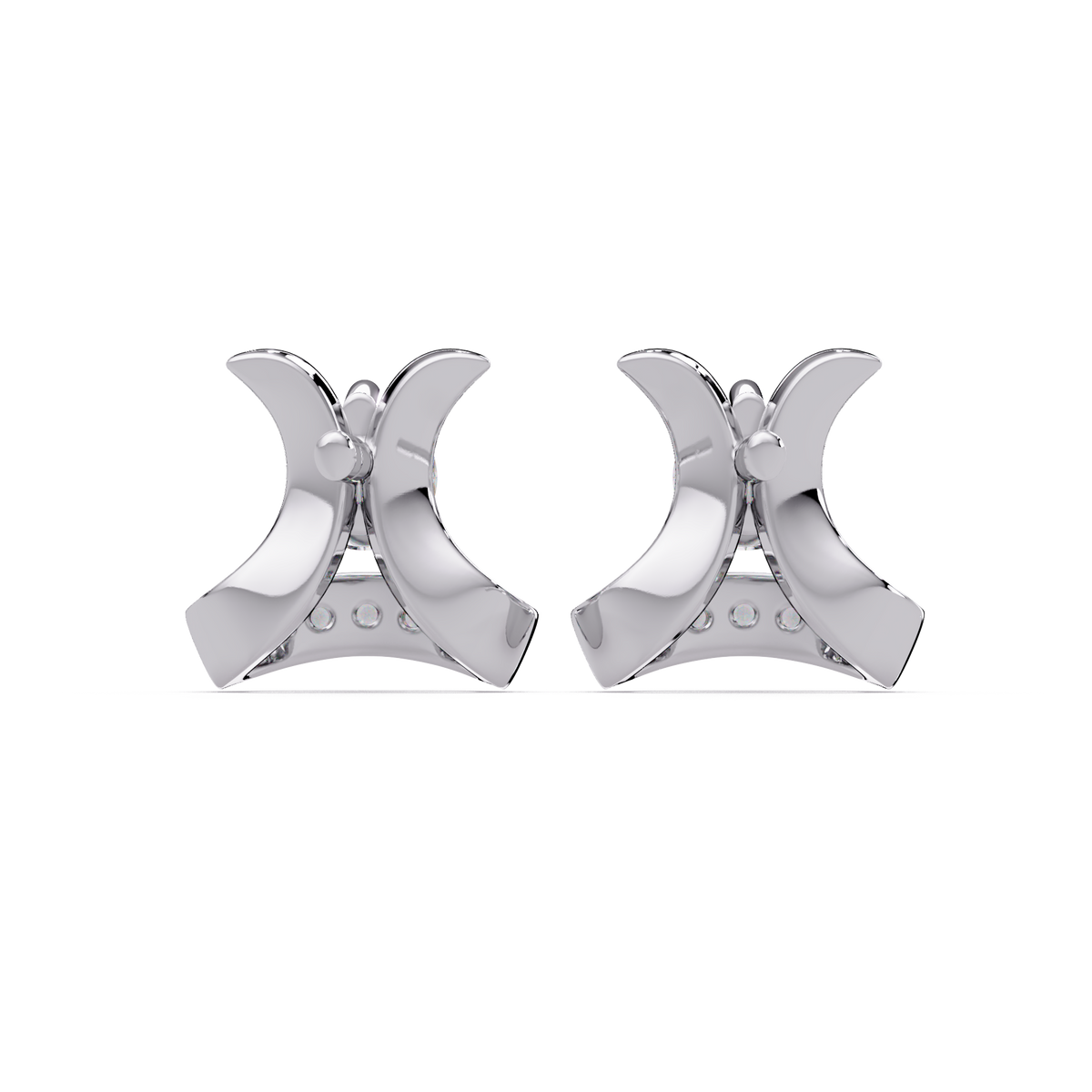 Round Lab Grown Diamond Curved Bar Stud Earrings - HIGHCARAT DIAMONDS