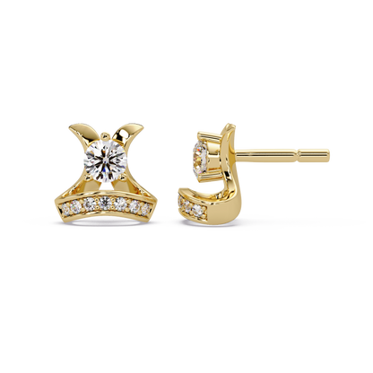 Round Lab Grown Diamond Curved Bar Stud Earrings - HIGHCARAT DIAMONDS