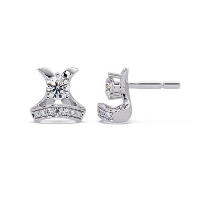 Round Lab Grown Diamond Curved Bar Stud Earrings - HIGHCARAT DIAMONDS