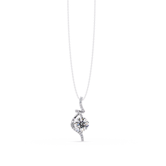 Round Lab Grown Diamond Curved Drop Pendant Necklace - HIGHCARAT DIAMONDS