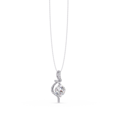 Round Lab Grown Diamond Curved Drop Pendant Necklace - HIGHCARAT DIAMONDS