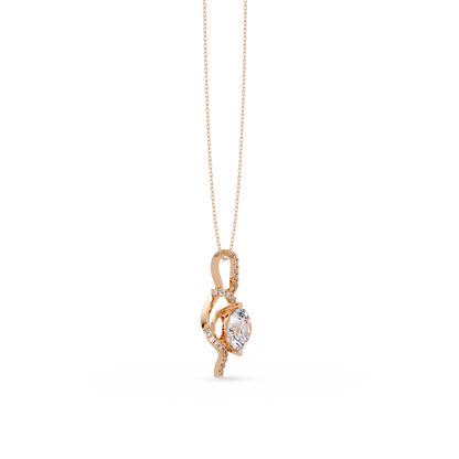 Round Lab Grown Diamond Curved Drop Pendant Necklace - HIGHCARAT DIAMONDS