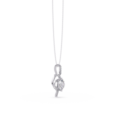 Round Lab Grown Diamond Curved Drop Pendant Necklace - HIGHCARAT DIAMONDS