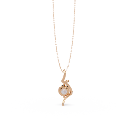 Round Lab Grown Diamond Curved Drop Pendant Necklace - HIGHCARAT DIAMONDS