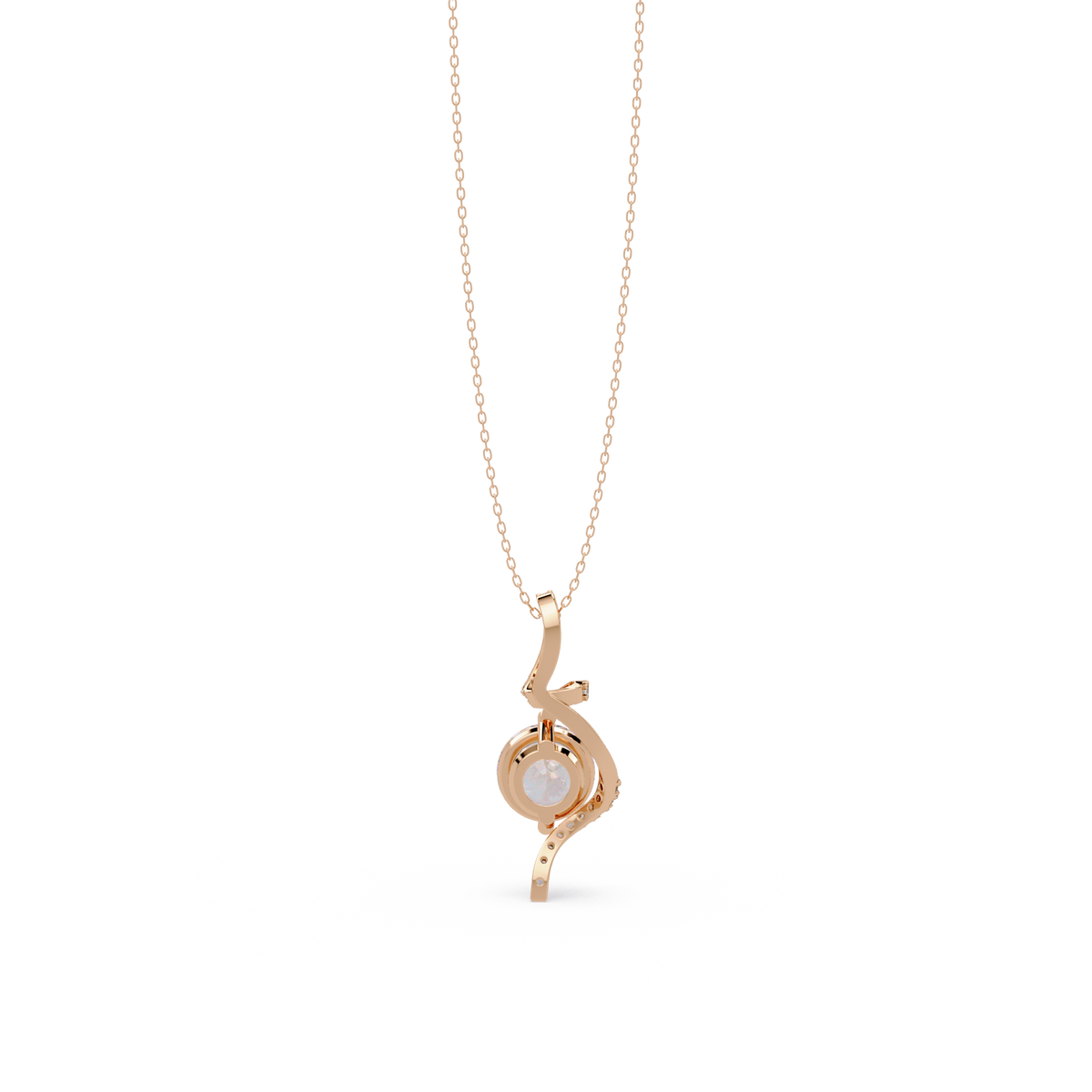 Round Lab Grown Diamond Curved Drop Pendant Necklace - HIGHCARAT DIAMONDS
