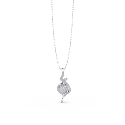 Round Lab Grown Diamond Curved Drop Pendant Necklace - HIGHCARAT DIAMONDS